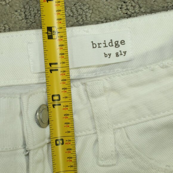 Bridge by Gly Women's 25 100% Cotton White Distressed Straight Leg Jeans - Picture 4 of 7